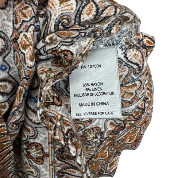 JOHN MARK rayon linen boho tunic top L artsy lagenlook pockets festival Paisley - Picture 5 of 7